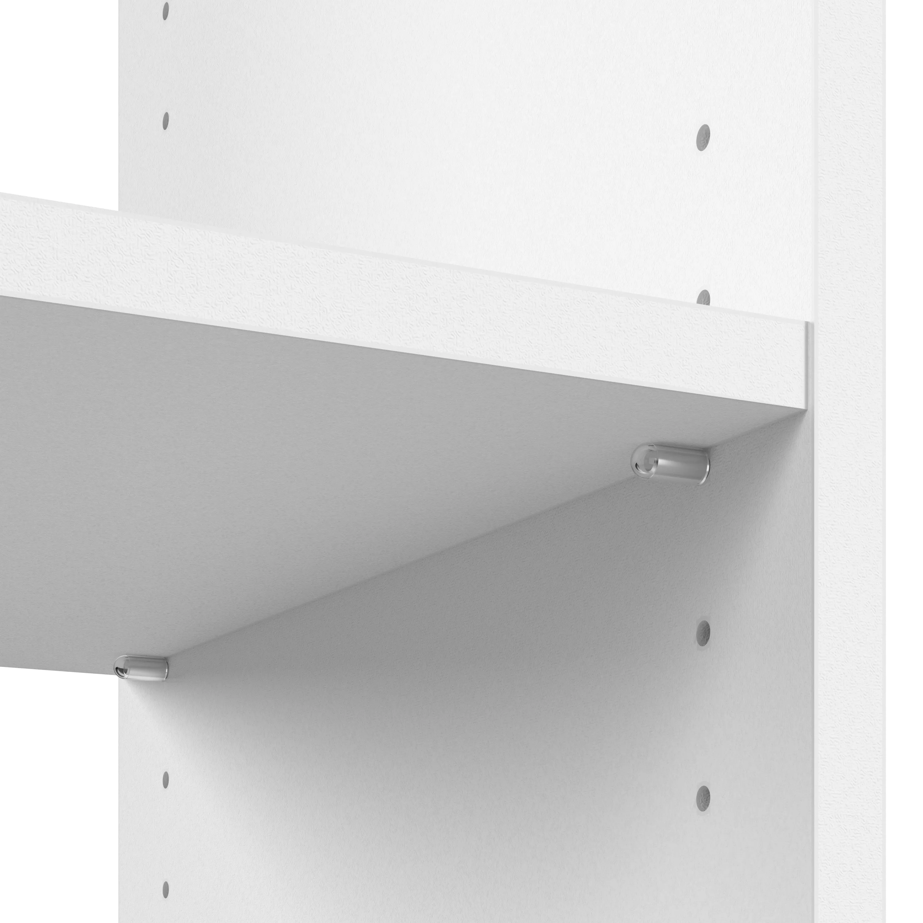 Carina Closet 24W Closet Organizer with Clothing Rods in Drawers in and Cubbies in White