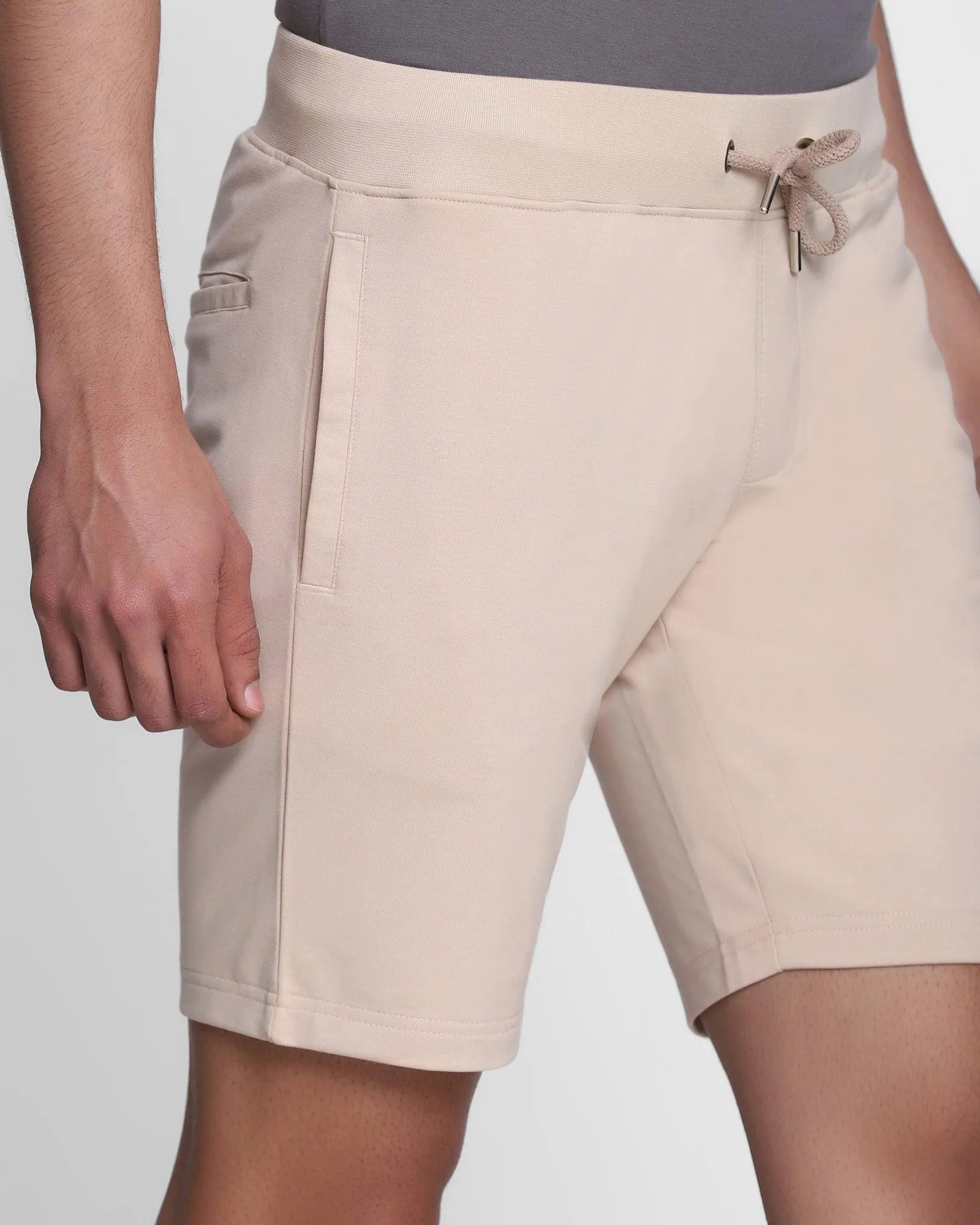 Casual Beige Solid Shorts - Eve