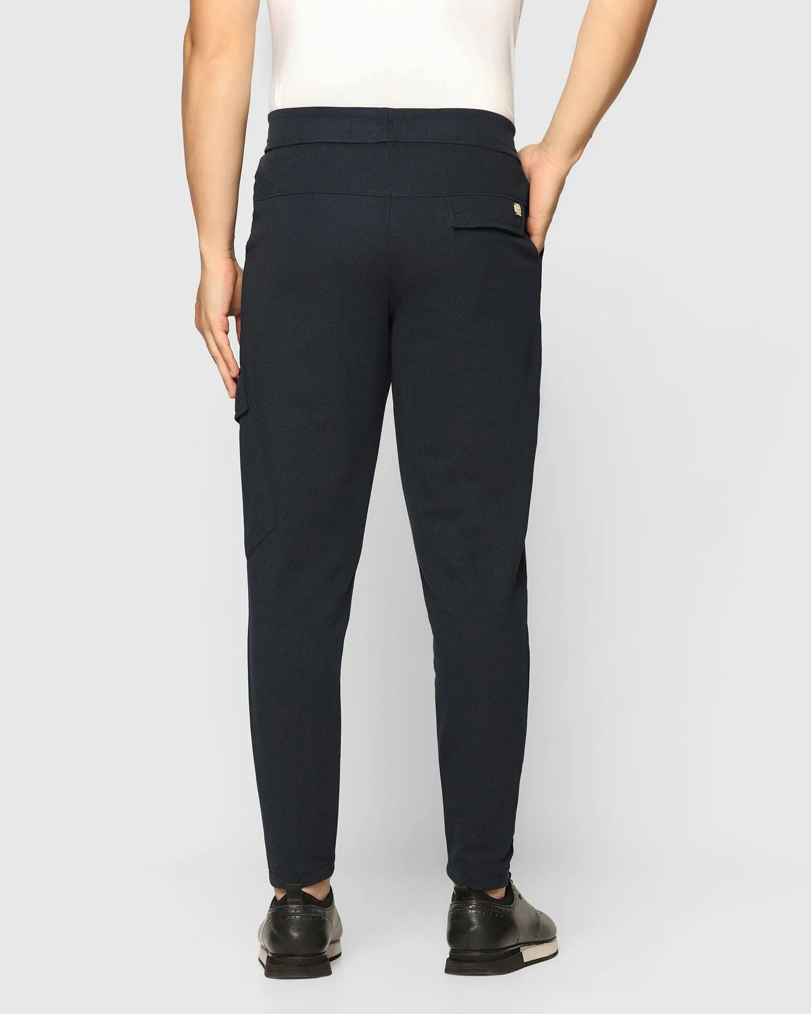 Casual Navy Textured Jogger - Tapered