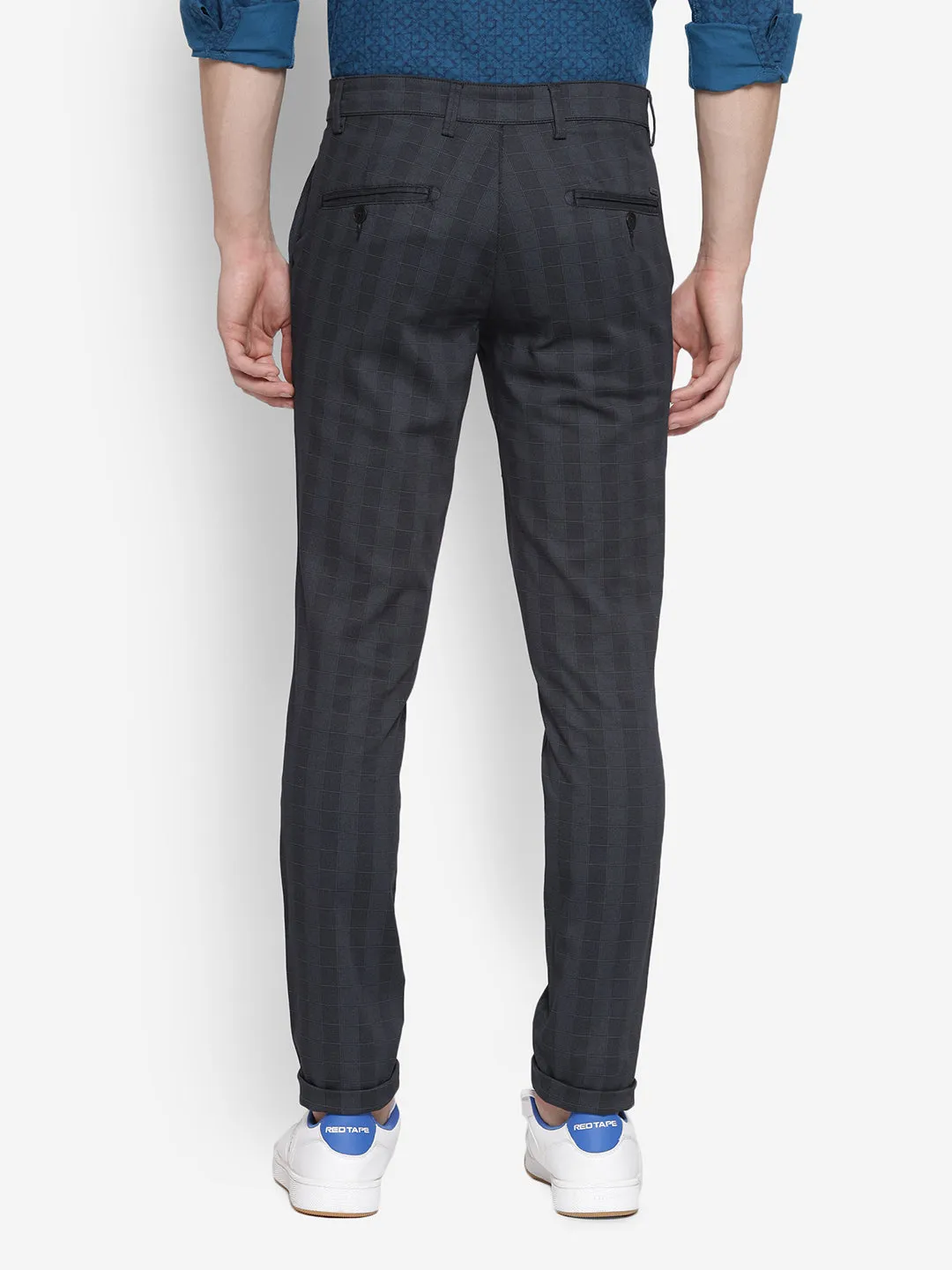 Checked Narrow Fit Causal Trouser