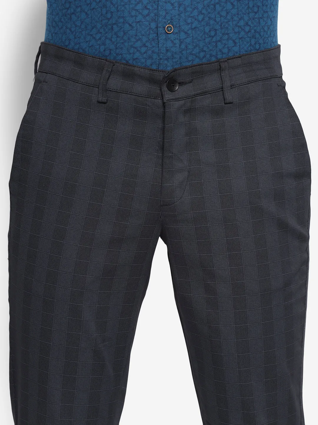 Checked Narrow Fit Causal Trouser