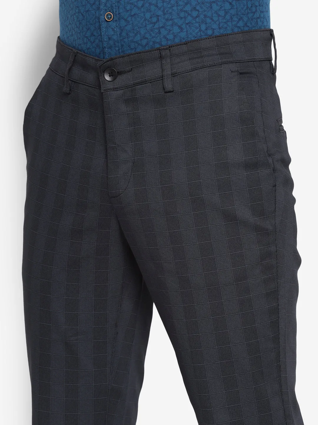 Checked Narrow Fit Causal Trouser