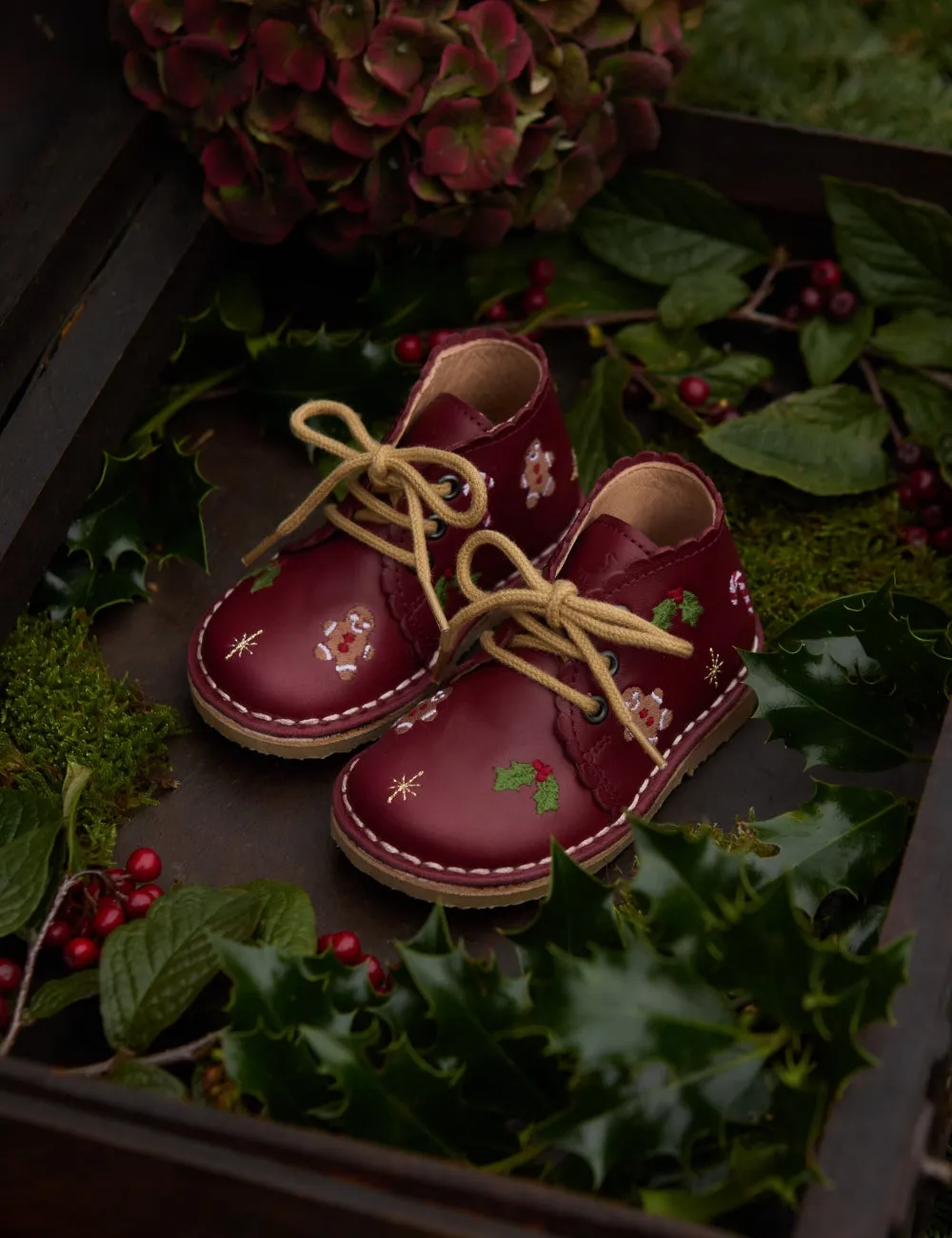 Christmas Scallop Boot - Bordeaux