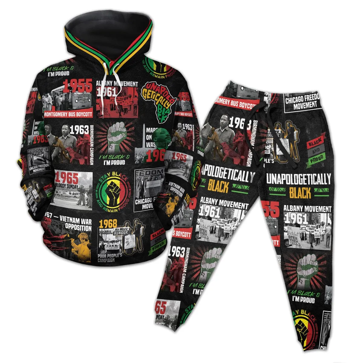 Civil Rights Movement Poster Art All-over Hoodie And Joggers Set