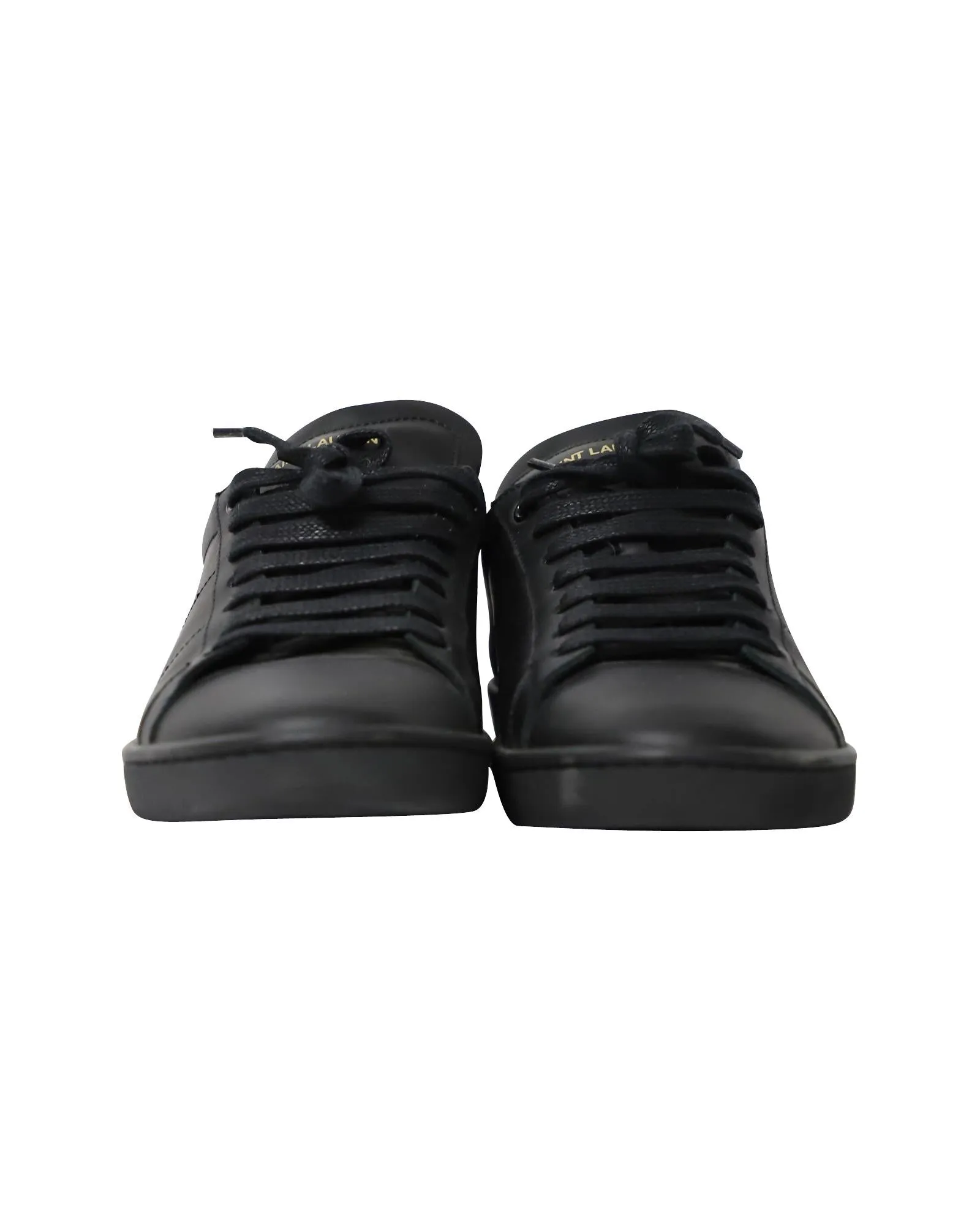 Classic Triple Black Leather Sneakers with Reinforced Toe Box