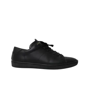 Classic Triple Black Leather Sneakers with Reinforced Toe Box