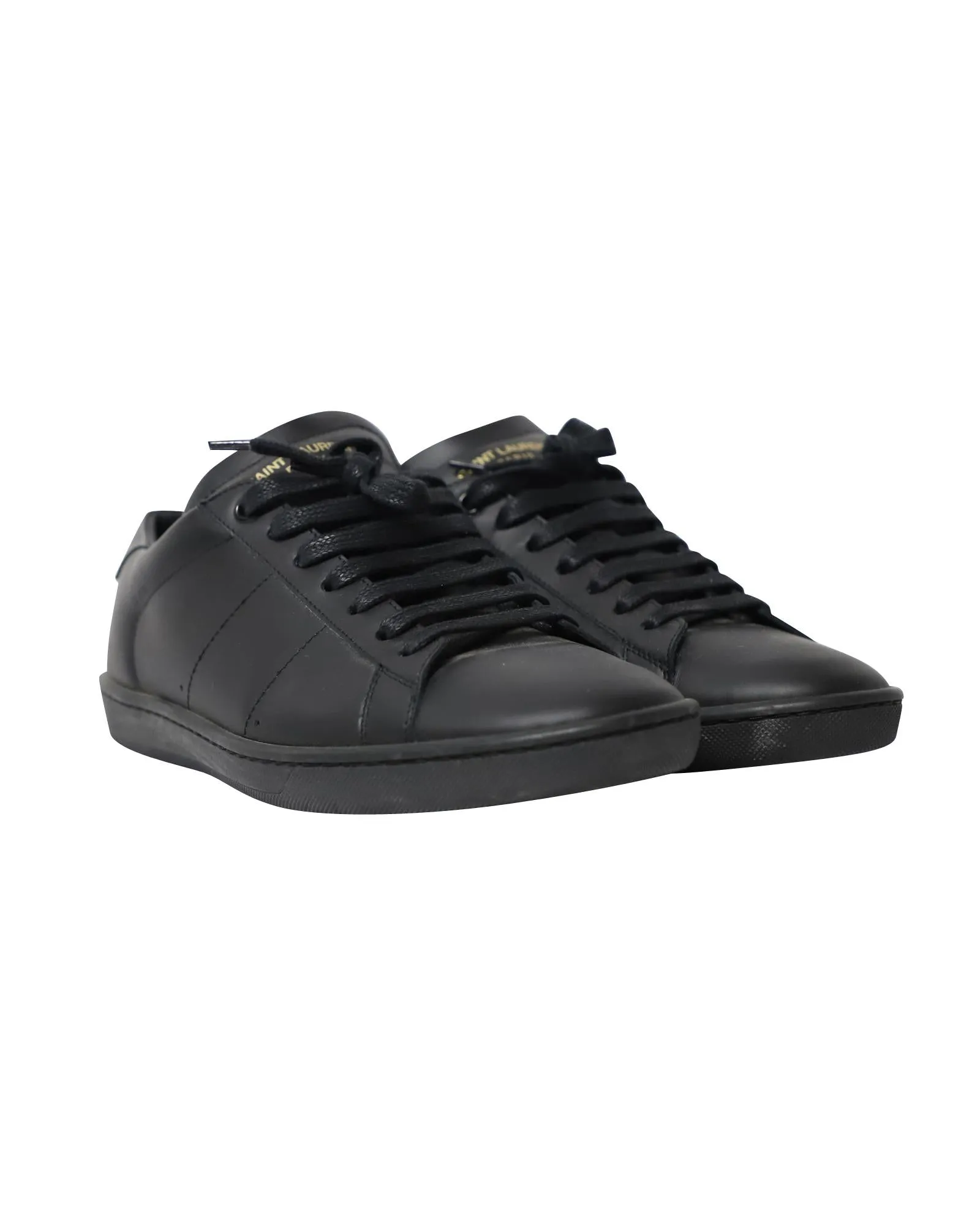 Classic Triple Black Leather Sneakers with Reinforced Toe Box