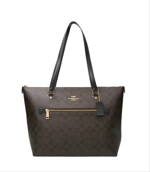 Coach Women's Brown & Black Gallery Tote In Signature Canvas