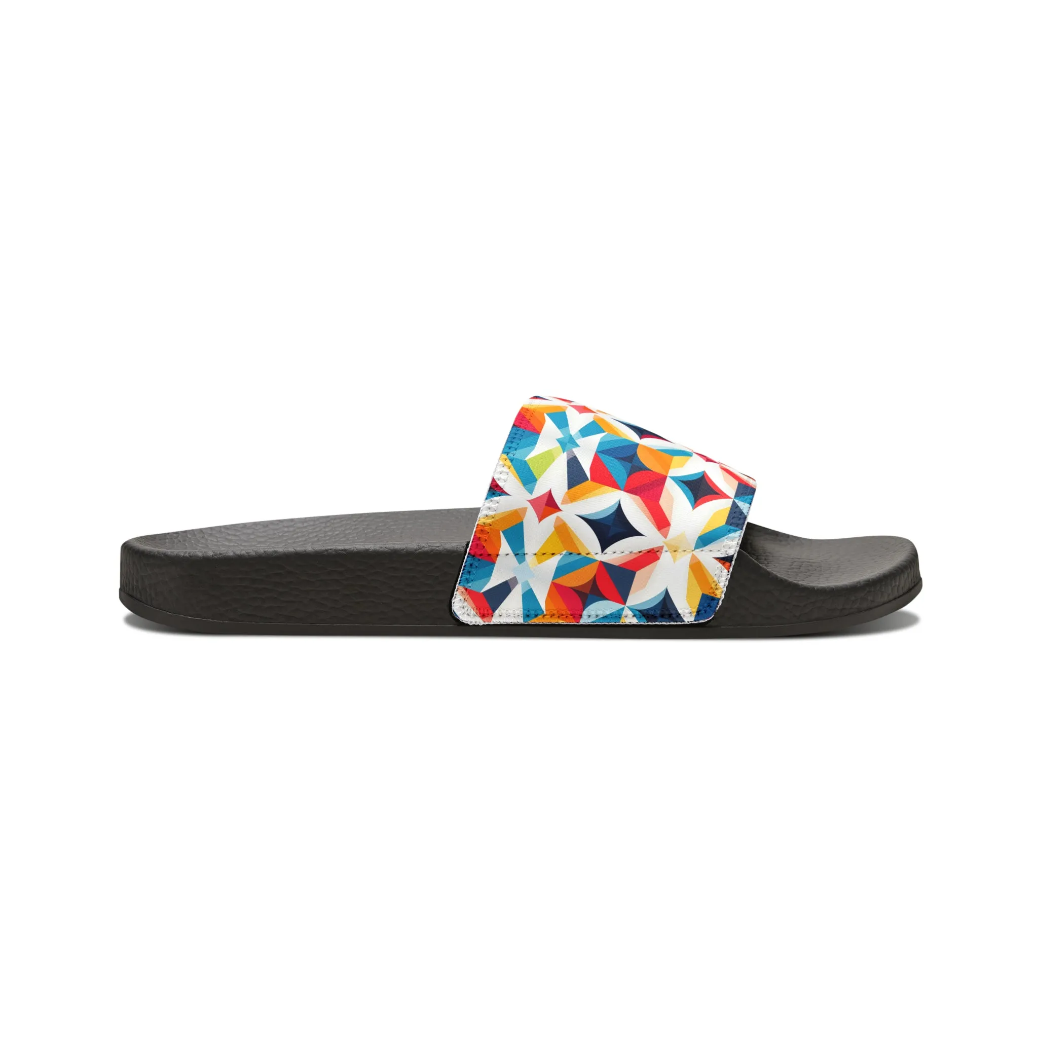 Colorful Kaleidoscope Men's PU Slide Sandals