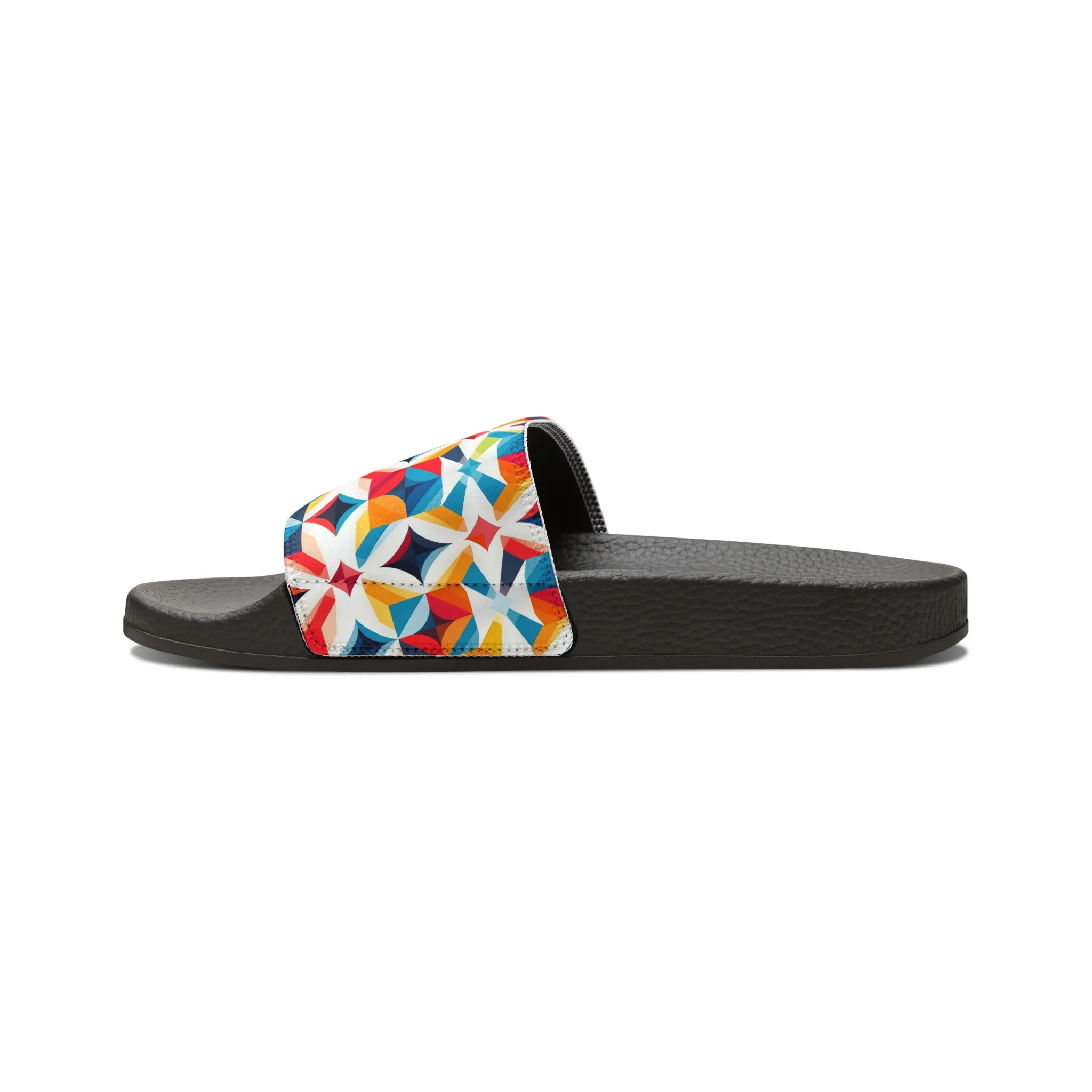 Colorful Kaleidoscope Men's PU Slide Sandals