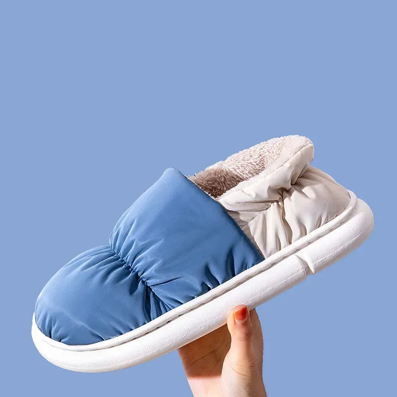 Comwarm Winter Toast Women Slippers Warm Plush Cotton Slippers Indoor Home Non-Slip Thick Sole Furry Shoes For Couples New 2022