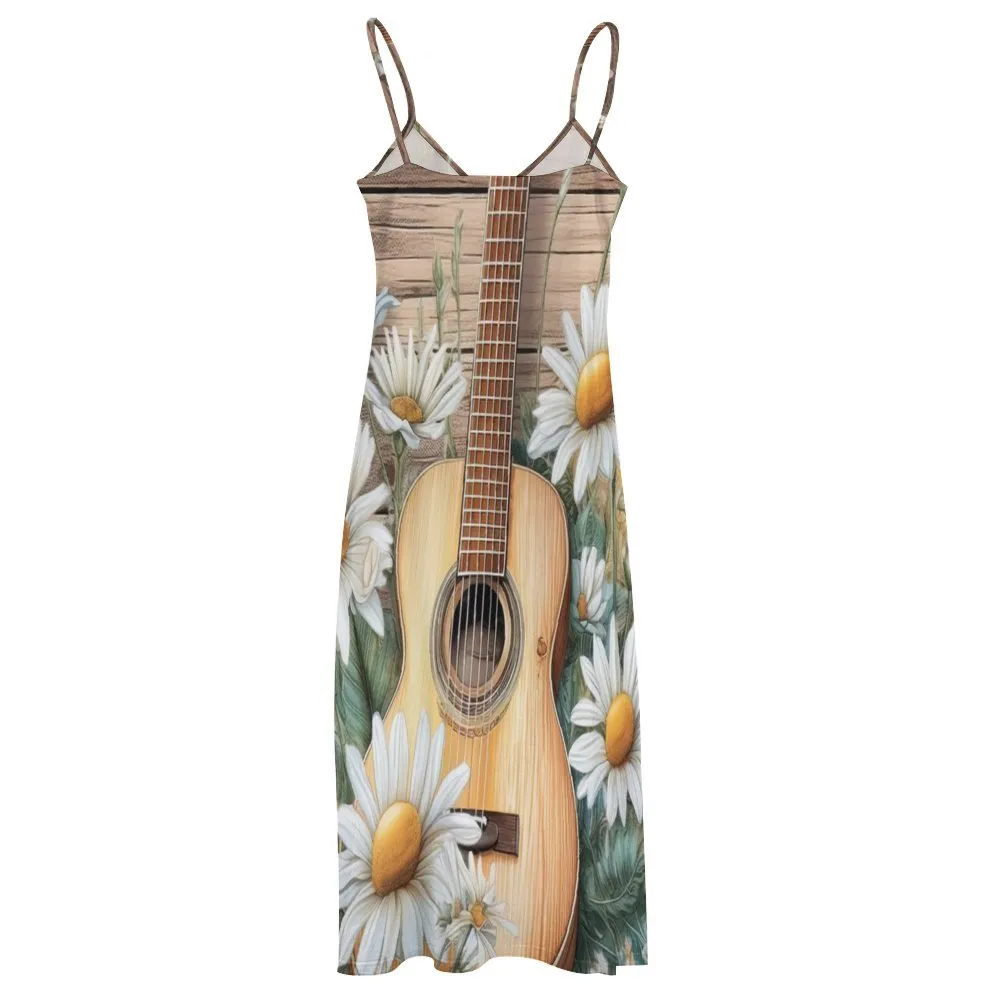 Country Guitar Spaghetti Strap Ankle-Length Dress Long dress