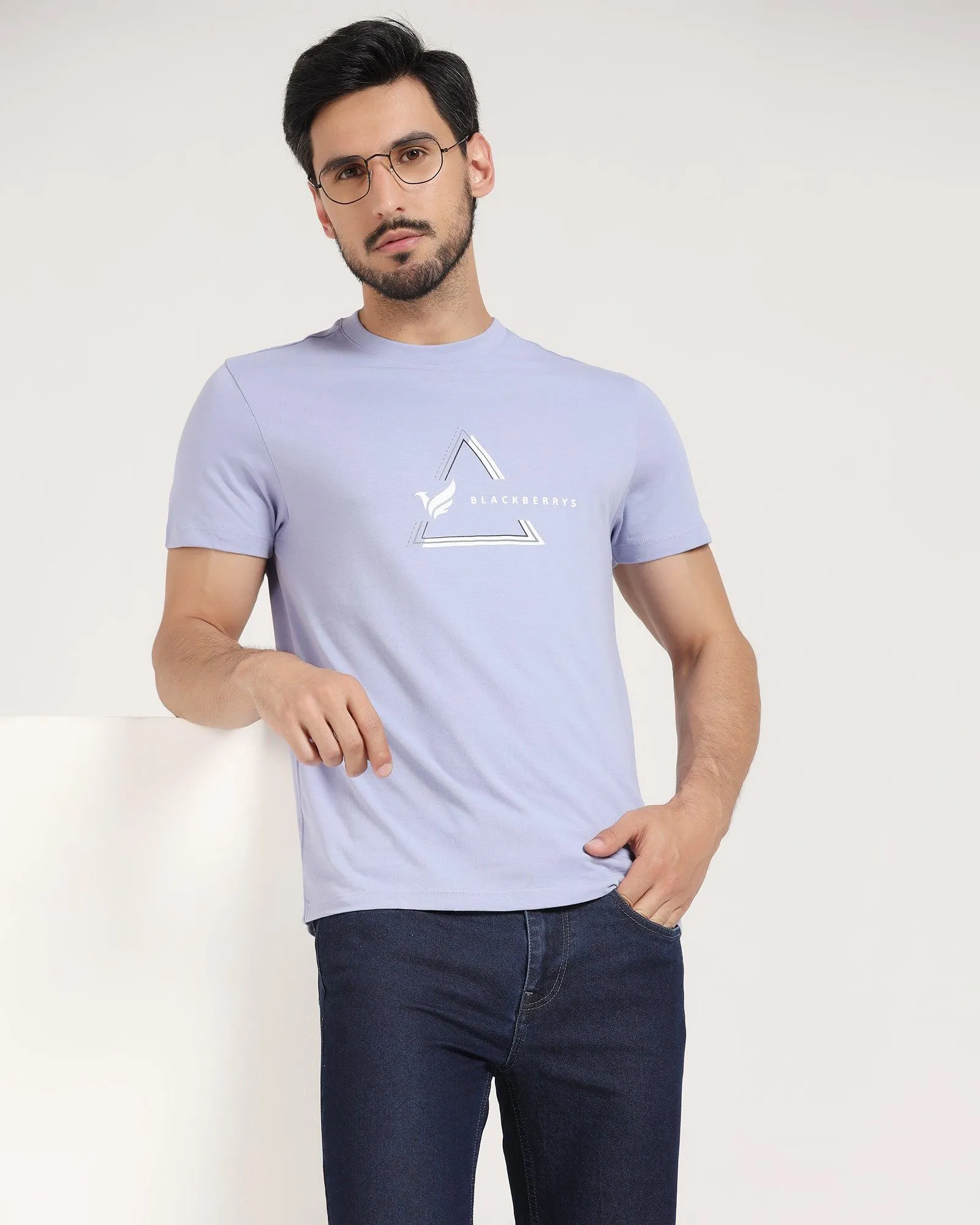 Crew Neck Blue Heron Solid T-Shirt - Pepper