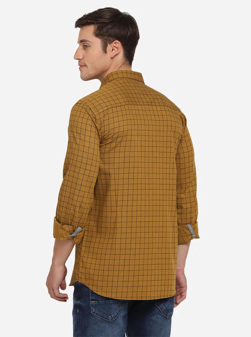 Crome Yellow Checked Smart Fit Semi Casual Shirt | Greenfibre