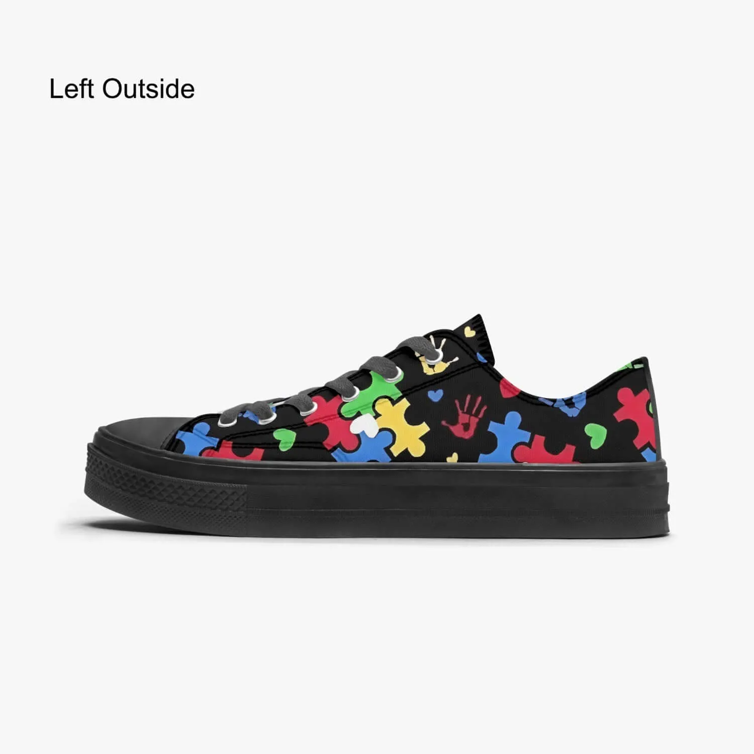 Custom Autism Love Low Puzzle Pieces Canvas Shoes