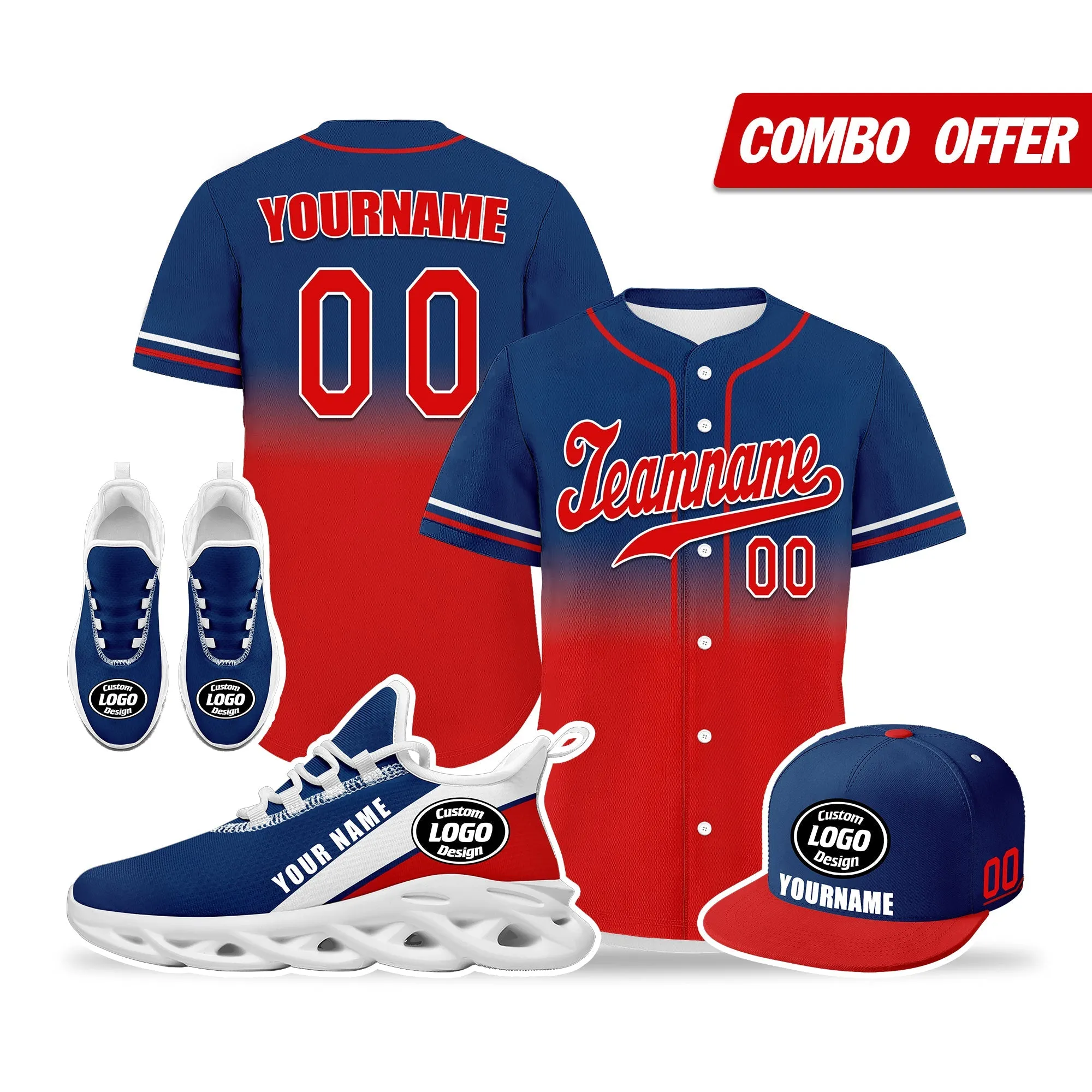 Custom Blue Red Jersey MaxSoul Shoes and Hat Combo Offer Personalized ZH-bd0b007e-f