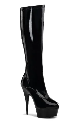 DELIGHT-2000 Blk Patent Knee High Boots