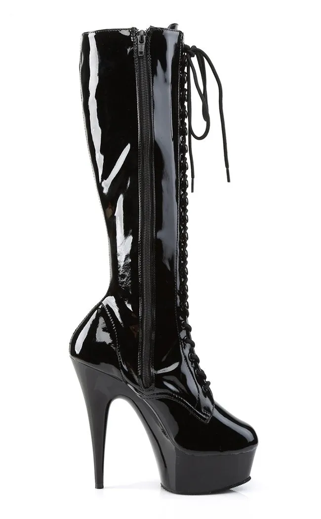 DELIGHT-2023 Black Patent Knee High Boots