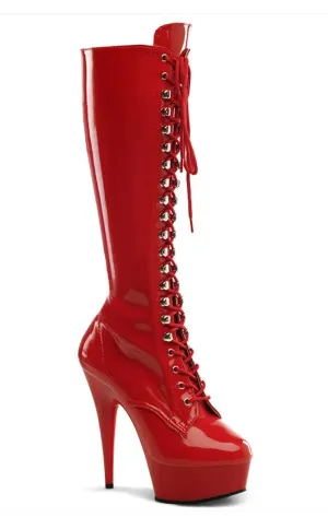 DELIGHT-2023 Red Patent Knee High Boots