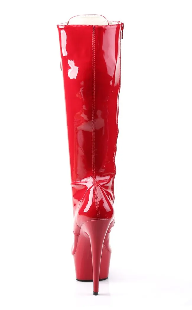 DELIGHT-2023 Red Patent Knee High Boots