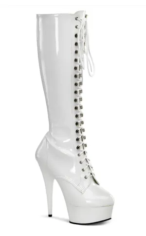 DELIGHT-2023 White Patent Knee High Boots