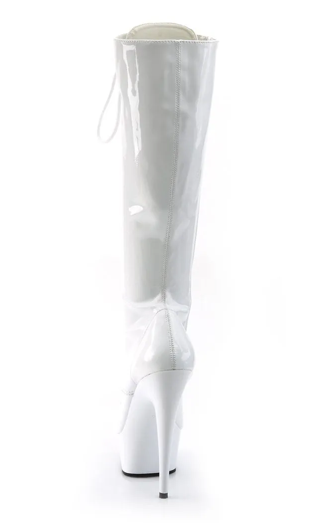 DELIGHT-2023 White Patent Knee High Boots