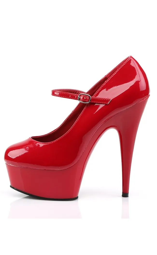 DELIGHT-687 Red Patent Platform Heels