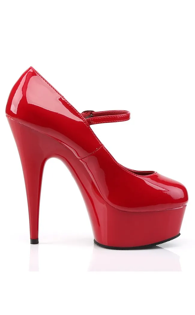 DELIGHT-687 Red Patent Platform Heels