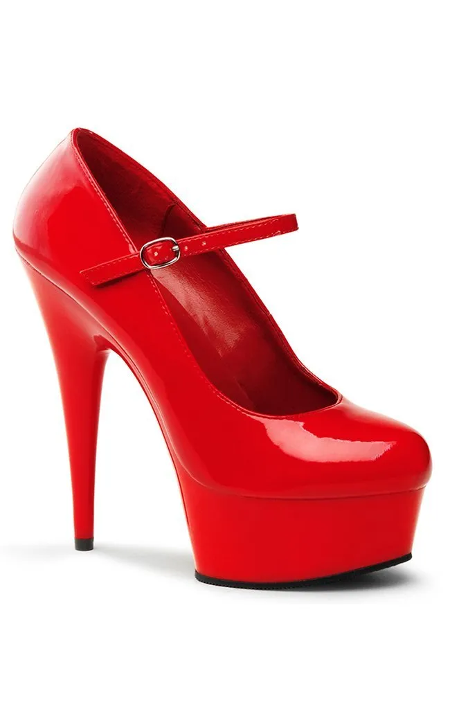 DELIGHT-687 Red Patent Platform Heels