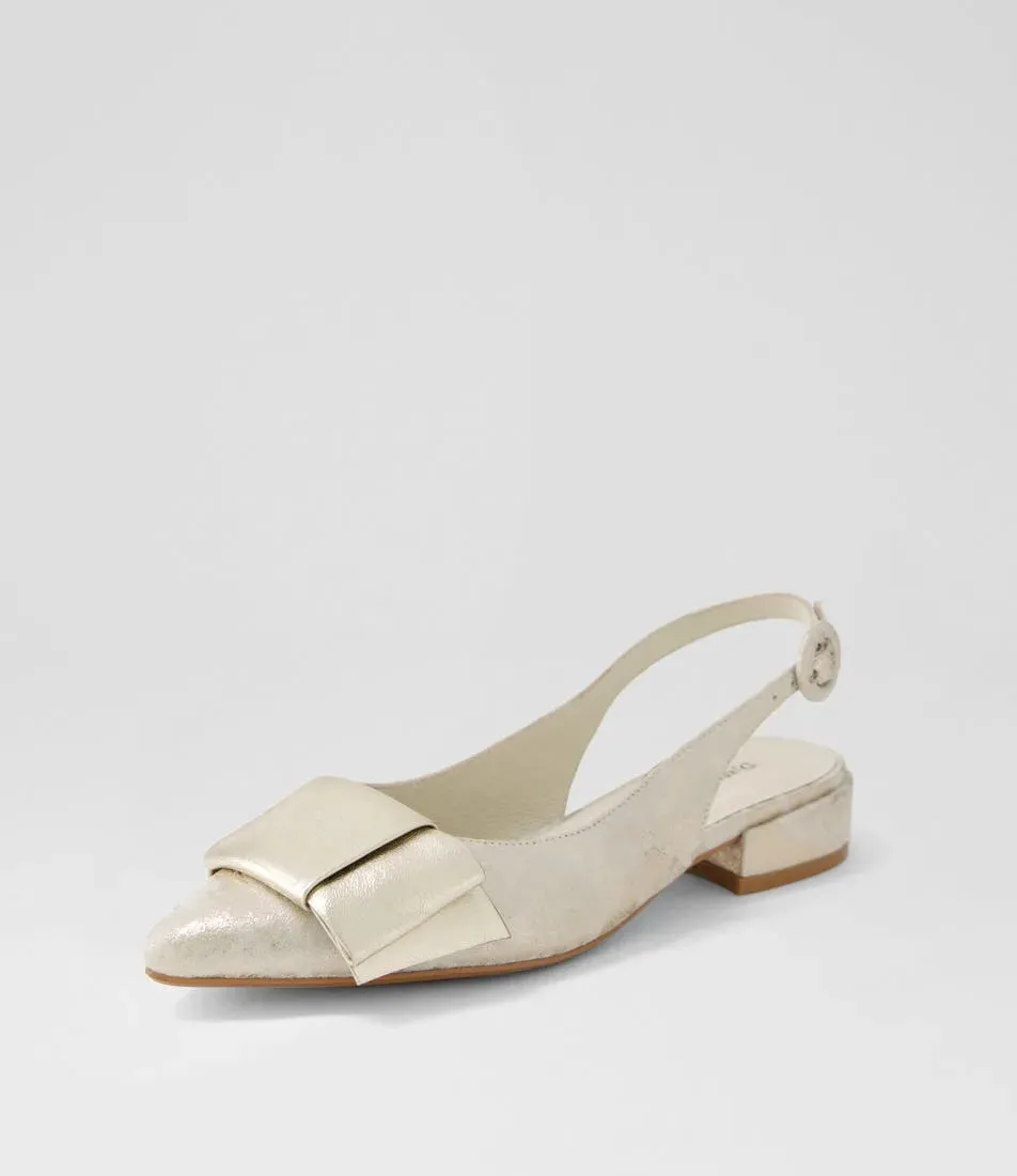 Django & Juliette - Evenning Pale Gold Beige Leather Flat Shoes