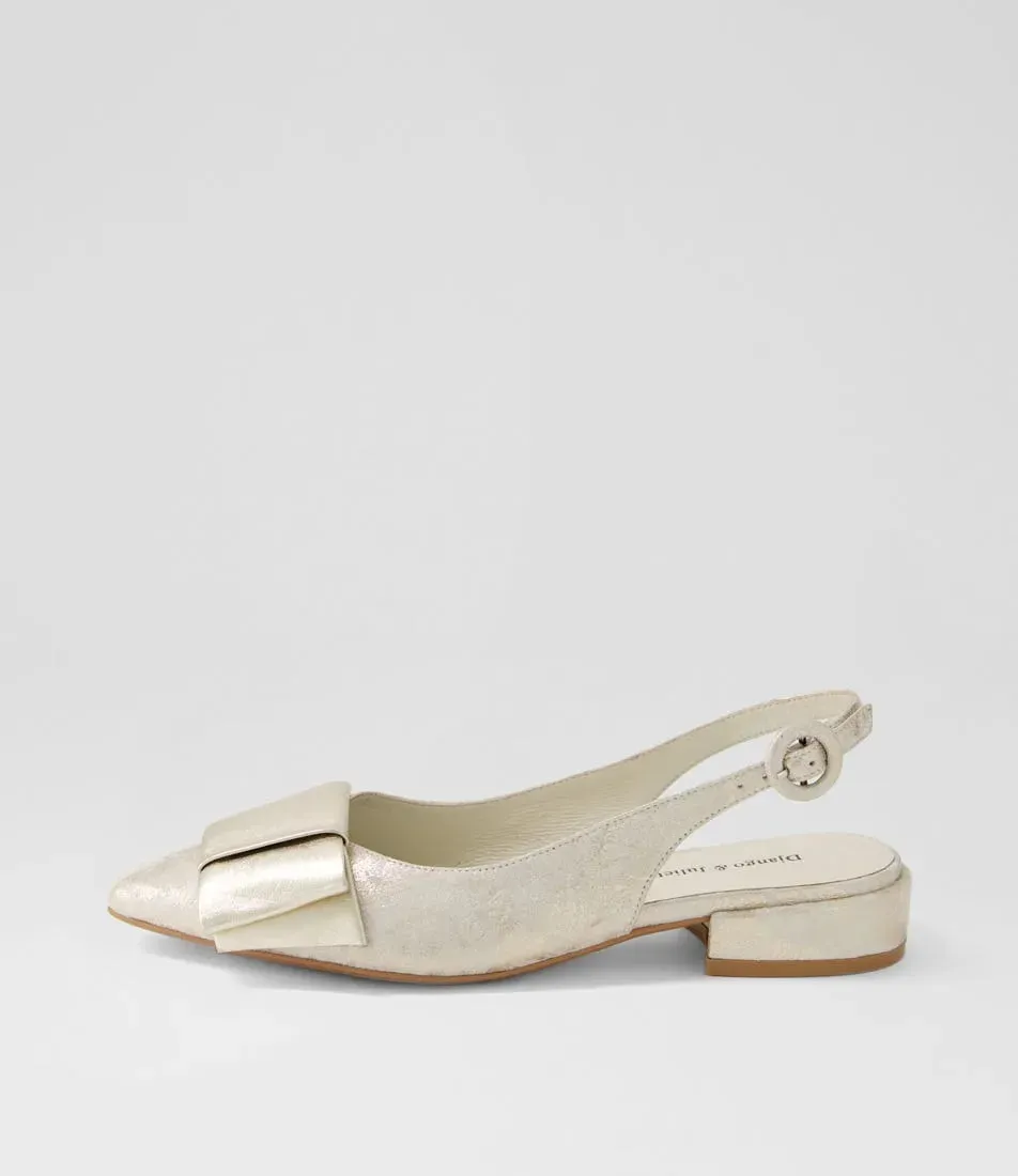 Django & Juliette - Evenning Pale Gold Beige Leather Flat Shoes