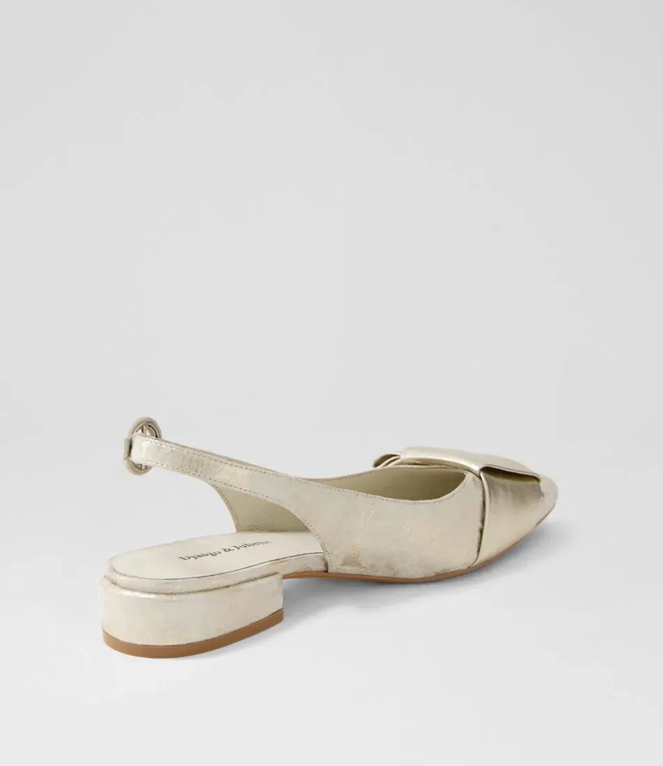 Django & Juliette - Evenning Pale Gold Beige Leather Flat Shoes