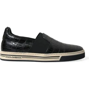 Dolce & Gabbana Elegant Crocodile Leather Low-Top Sneakers