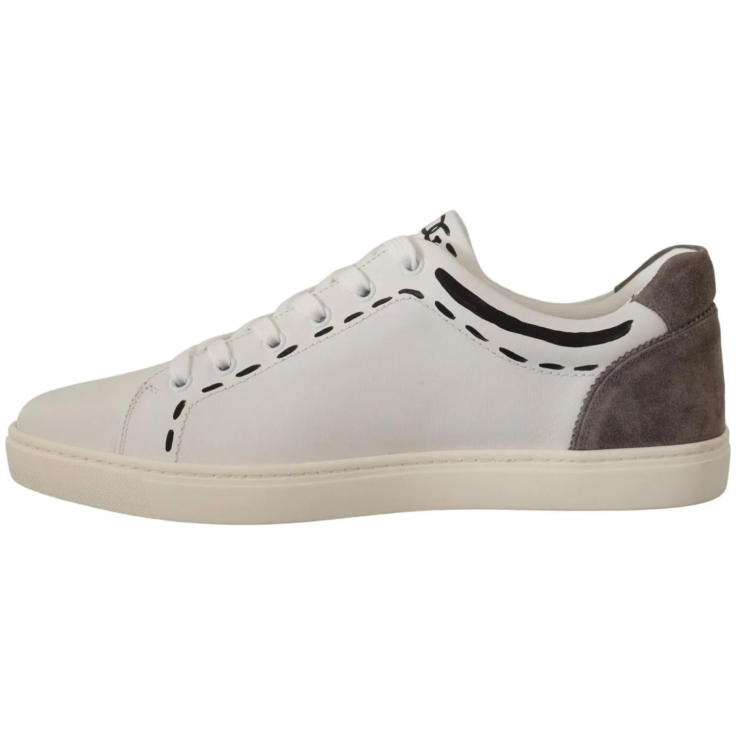 Dolce & Gabbana Elegant White Leather Casual Sneakers