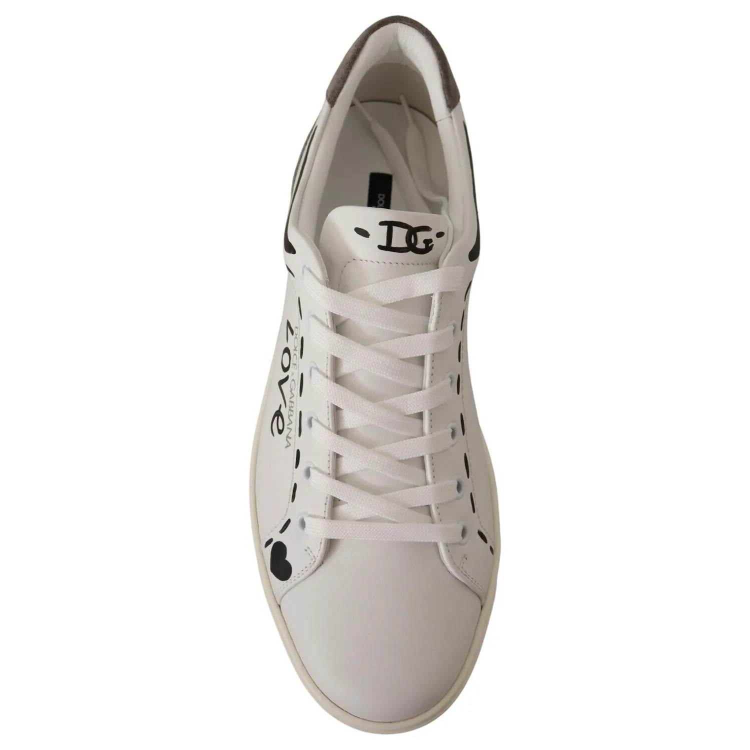 Dolce & Gabbana Elegant White Leather Casual Sneakers