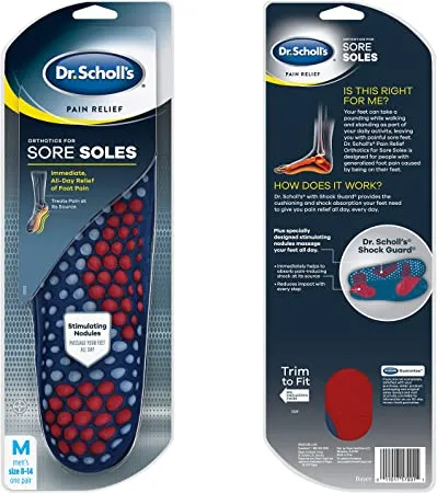 Dr. Scholl's Sore Soles Pain Relief Orthotics  | Relieve Sore Feet with Cushioning, Shock Absorption and Stimulating Nodules that Massage your Feet