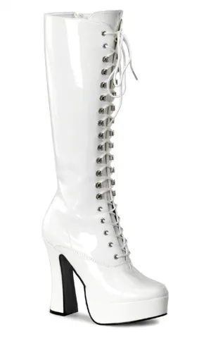 ELECTRA-2020 White Patent Knee High Boots