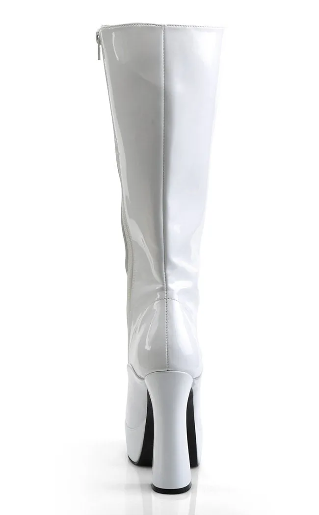 ELECTRA-2020 White Patent Knee High Boots