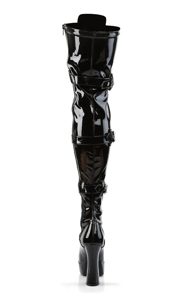 ELECTRA-3028 Black Patent Thigh High Boots