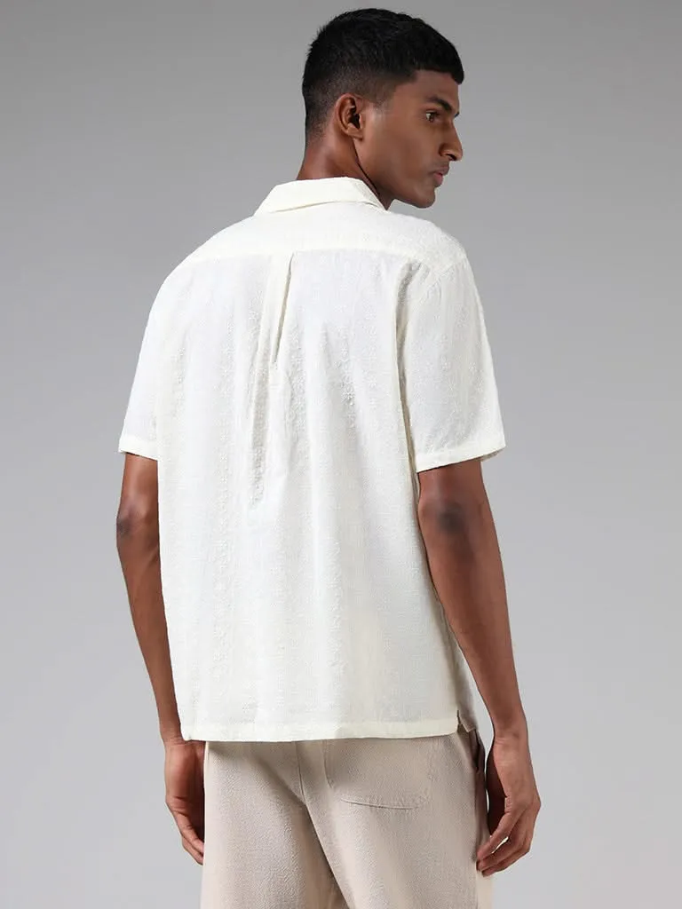 ETA Off-White Self-Embroidered Cotton Relaxed-Fit Shirt