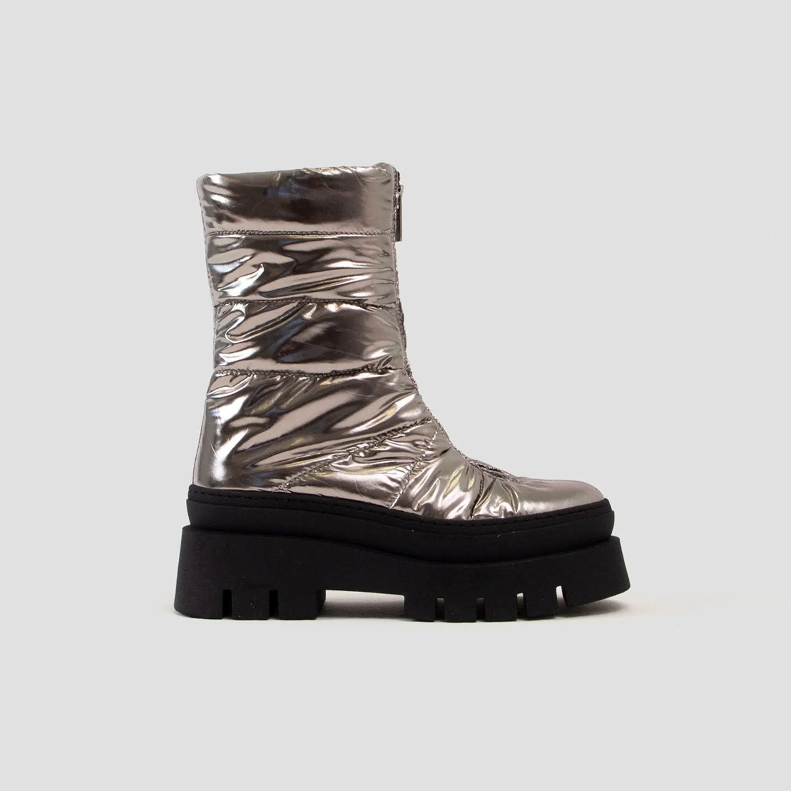 Evi-Ann Front Zip Gunmetal Chunky Boots