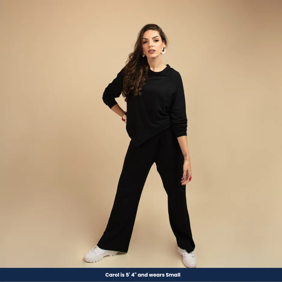 Fernanda - Long-sleeve top and Wide-leg pants (Two-piece set)