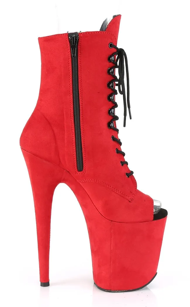 FLAMINGO-1021FS Red Suede Ankle Boots