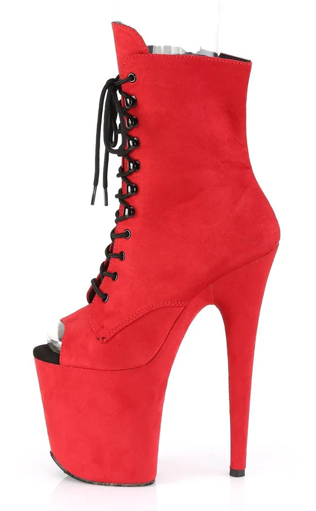 FLAMINGO-1021FS Red Suede Ankle Boots