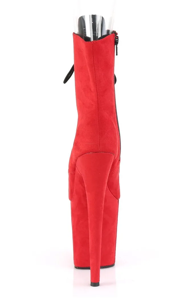 FLAMINGO-1021FS Red Suede Ankle Boots