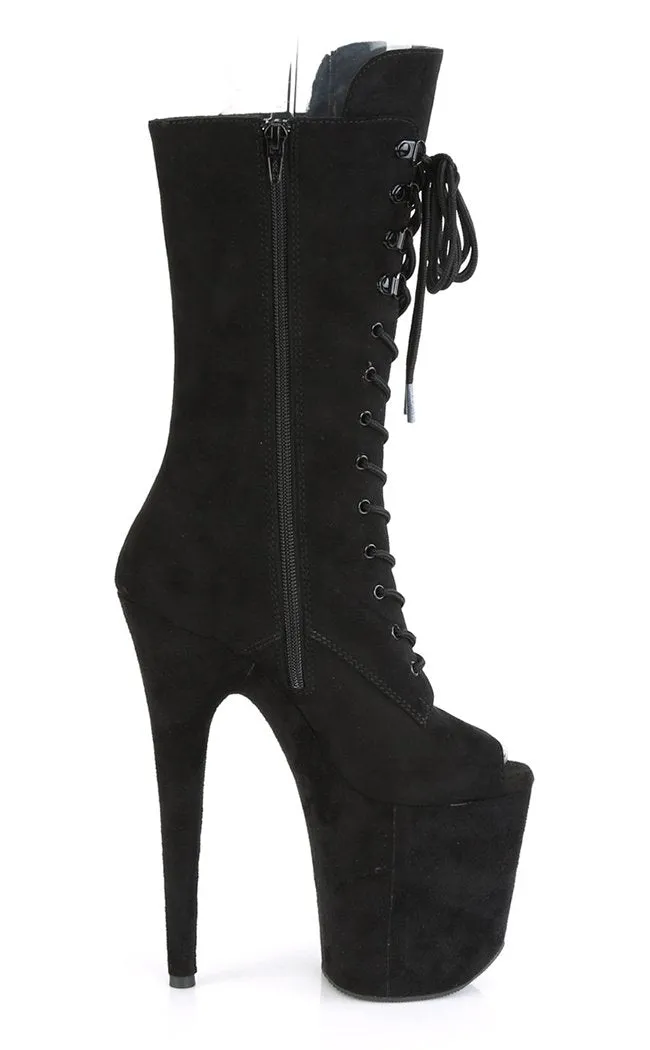 FLAMINGO-1051FS Black Suede Open Toe Boots