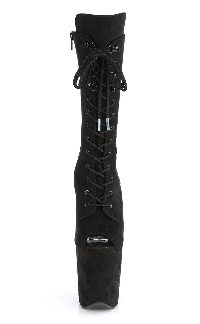 FLAMINGO-1051FS Black Suede Open Toe Boots