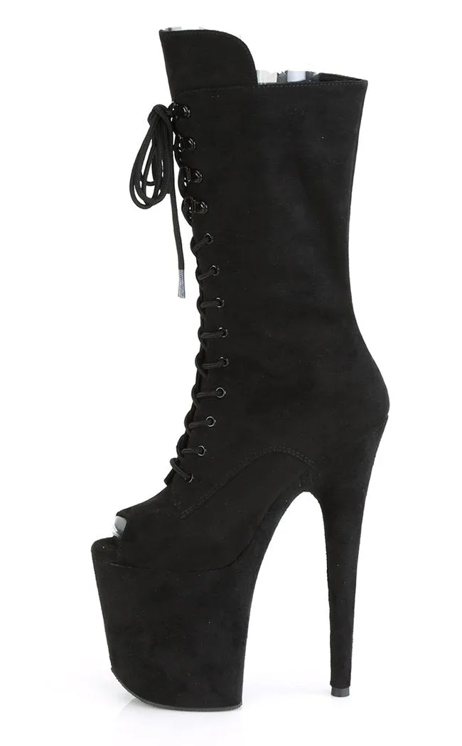 FLAMINGO-1051FS Black Suede Open Toe Boots