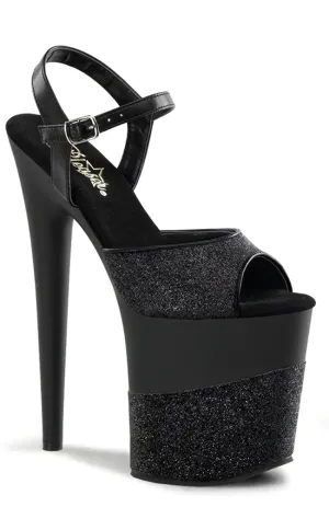 FLAMINGO-809-2G Black Glitter Platform Heels