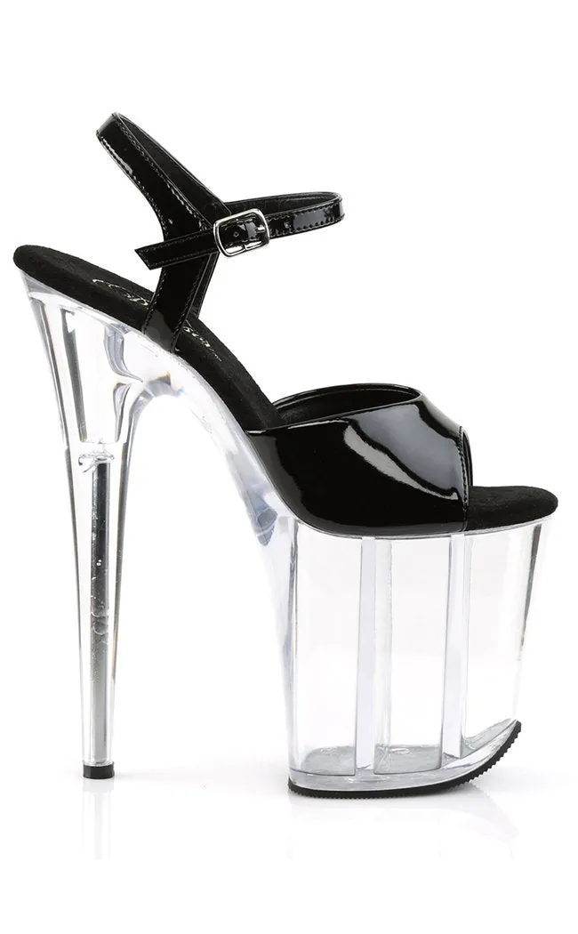 FLAMINGO-809 Black Patent & Clear Platform Heels